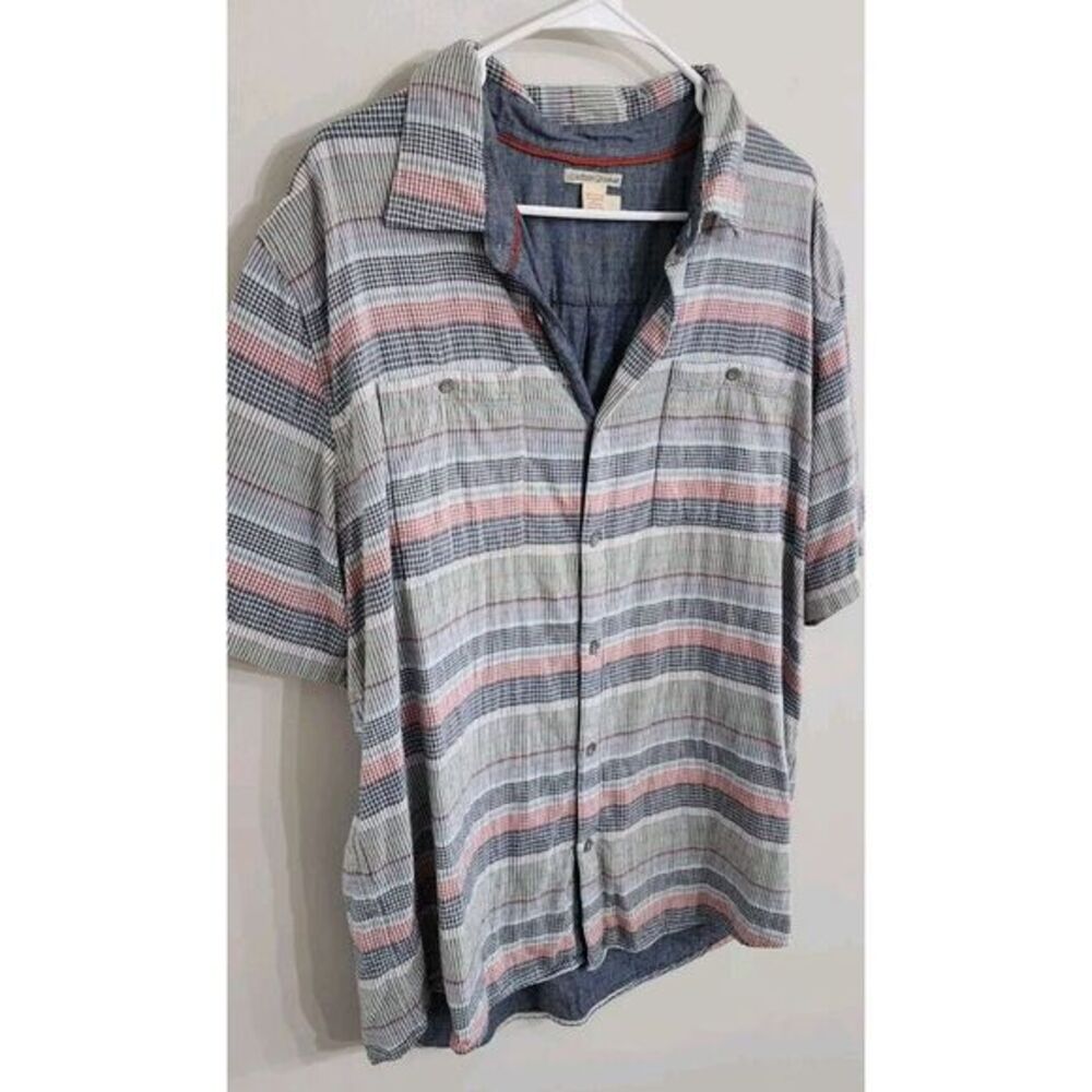 Carbon 2 Cobalt Shirt Adult Large Blue Stripe Cotton Short Sleeve Casual‎ Men